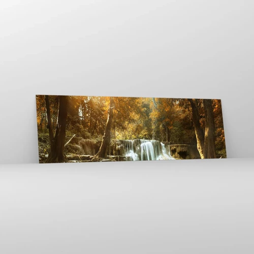 Quadro su vetro - Cascata nel parco - 160x50 cm