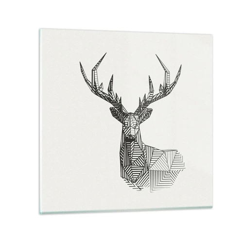 Quadro su vetro - Cervo in stile cubista - 30x30 cm