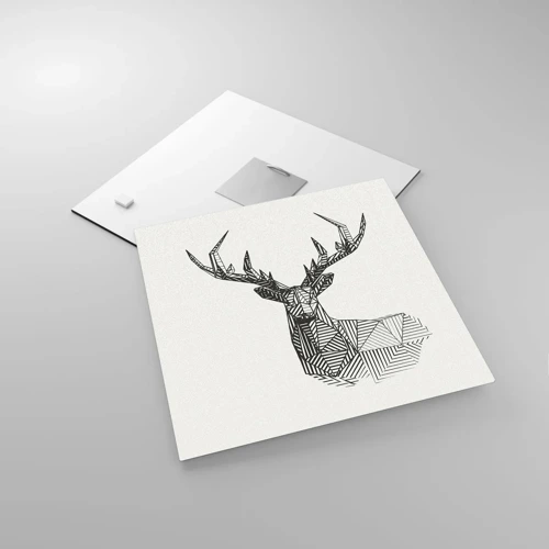 Quadro su vetro - Cervo in stile cubista - 30x30 cm