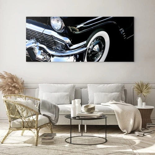 Quadro su vetro - Classicità in argento, nero e bianco - 90x30 cm