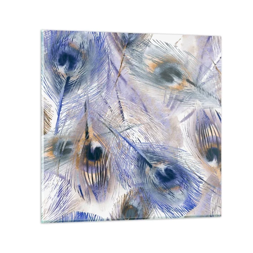 Quadro su vetro - Composizione a occhio di pavone - 50x50 cm