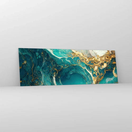 Quadro su vetro - Composizione con vene d'oro - 90x30 cm