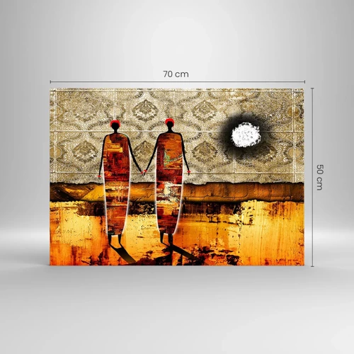 Quadro su vetro - Composizione etnica nei colori dell'Africa - 70x50 cm
