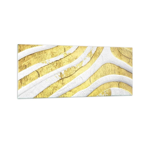 Quadro su vetro - Composizione in bianco e oro - 100x40 cm