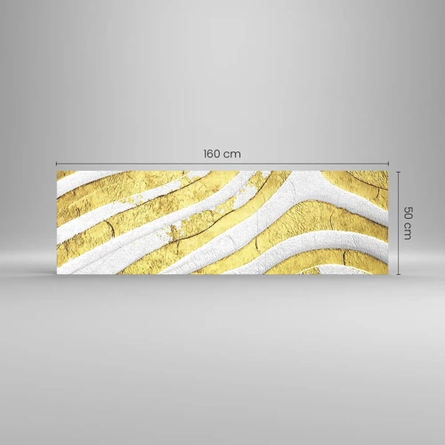 Quadro su vetro - Composizione in bianco e oro - 160x50 cm