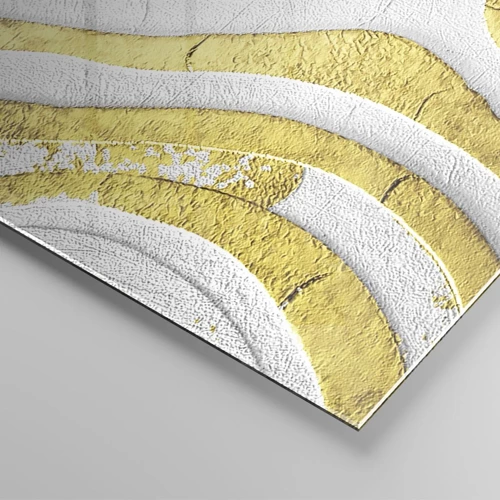 Quadro su vetro - Composizione in bianco e oro - 50x50 cm