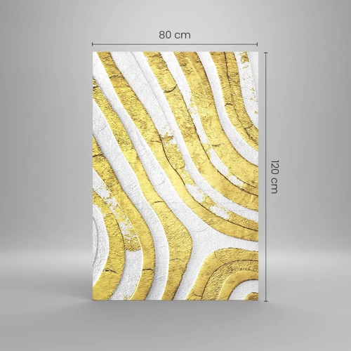 Quadro su vetro - Composizione in bianco e oro - 80x120 cm