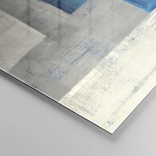 Quadro su vetro - Composizione poetica in grigio e blu - 100x40 cm