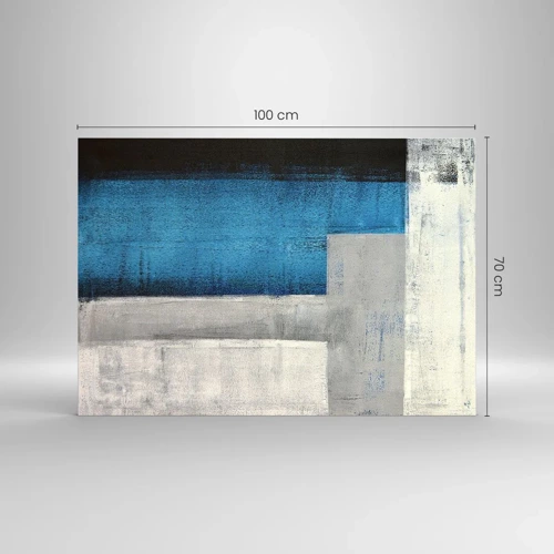Quadro su vetro - Composizione poetica in grigio e blu - 100x70 cm