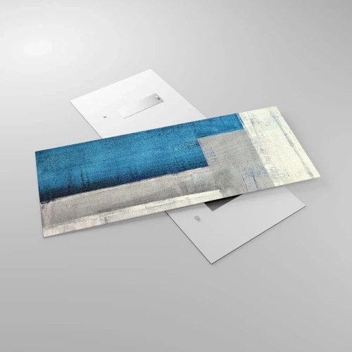 Quadro su vetro - Composizione poetica in grigio e blu - 120x50 cm