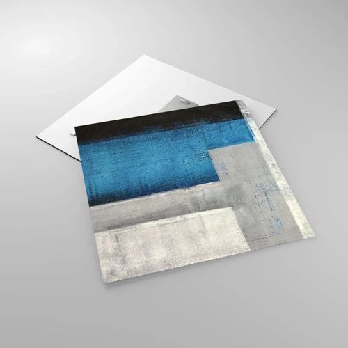 Quadro su vetro - Composizione poetica in grigio e blu - 50x50 cm