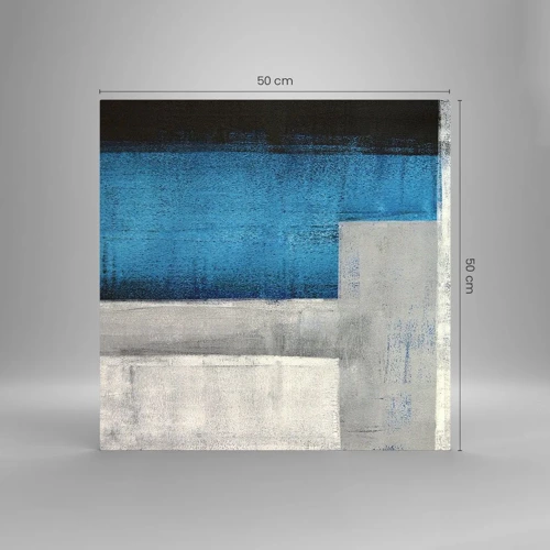 Quadro su vetro - Composizione poetica in grigio e blu - 50x50 cm
