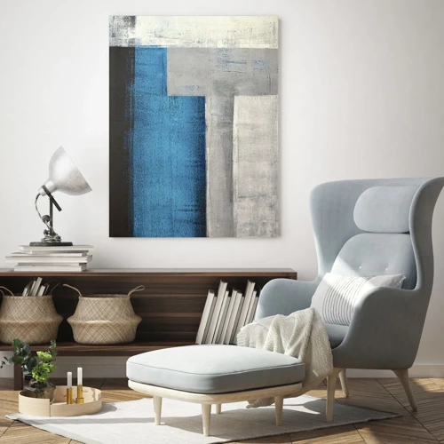 Quadro su vetro - Composizione poetica in grigio e blu - 70x100 cm