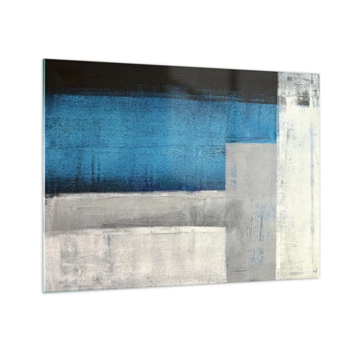 Quadro su vetro - Composizione poetica in grigio e blu - 70x50 cm