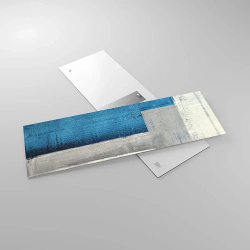 Quadro su vetro - Composizione poetica in grigio e blu - 90x30 cm