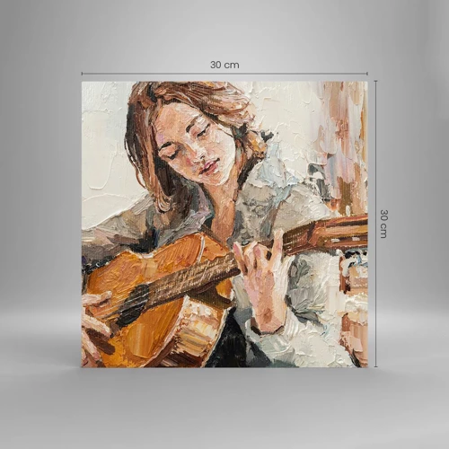 Quadro su vetro - Concerto per chitarra e cuore di ragazza - 30x30 cm