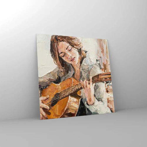 Quadro su vetro - Concerto per chitarra e cuore di ragazza - 30x30 cm