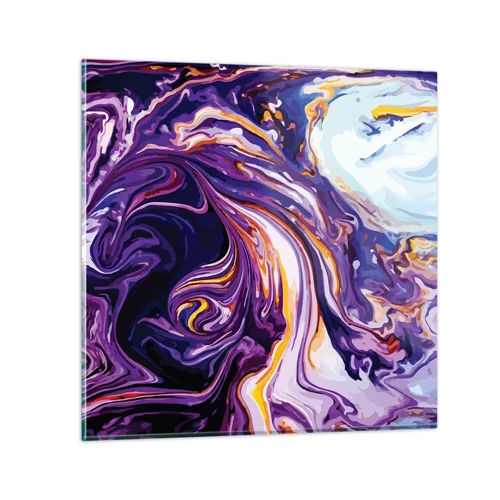 Quadro su vetro - Curvatura dello spazio in viola - 30x30 cm