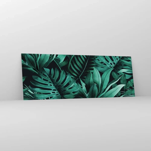 Quadro su vetro - Dal profondo del verde tropicale - 140x50 cm