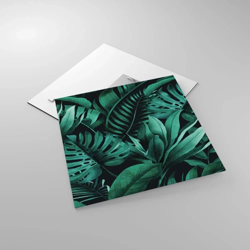 Quadro su vetro - Dal profondo del verde tropicale - 40x40 cm