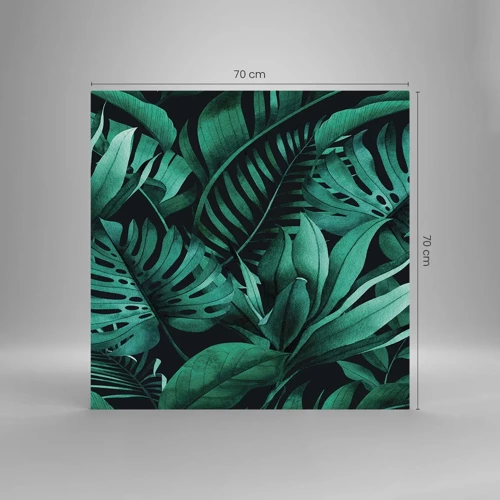 Quadro su vetro - Dal profondo del verde tropicale - 70x70 cm