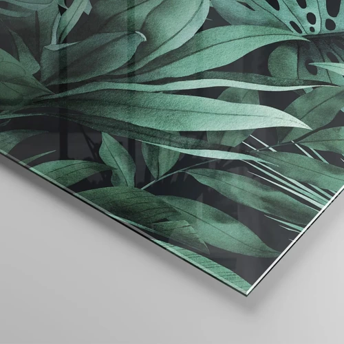 Quadro su vetro - Dal profondo del verde tropicale - 90x30 cm