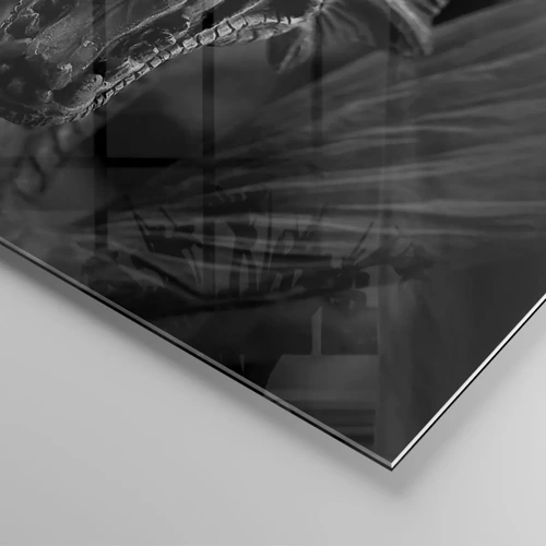 Quadro su vetro - Drago favoloso in grigio - 30x30 cm