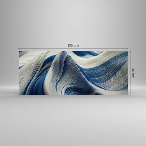 Quadro su vetro - Fluidità di blu e di bianco - 100x40 cm