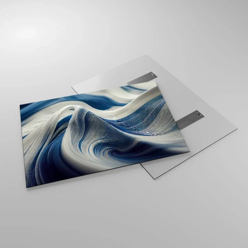 Quadro su vetro - Fluidità di blu e di bianco - 100x70 cm