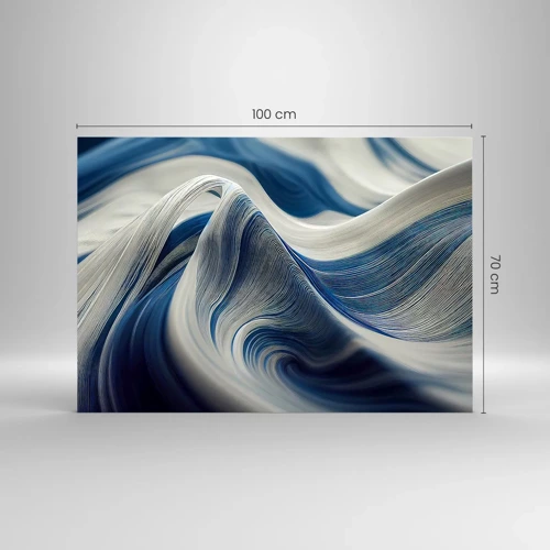 Quadro su vetro - Fluidità di blu e di bianco - 100x70 cm