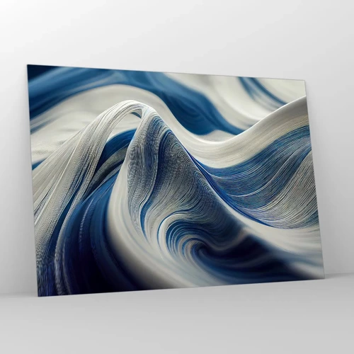 Quadro su vetro - Fluidità di blu e di bianco - 100x70 cm