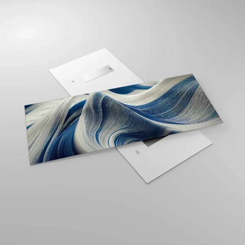 Quadro su vetro - Fluidità di blu e di bianco - 120x50 cm