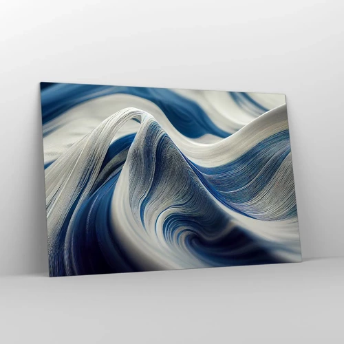 Quadro su vetro - Fluidità di blu e di bianco - 120x80 cm