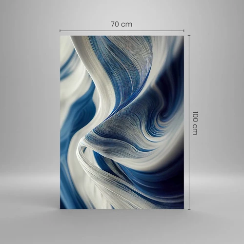 Quadro su vetro - Fluidità di blu e di bianco - 70x100 cm