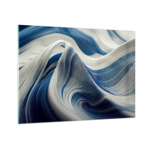 Quadro su vetro - Fluidità di blu e di bianco - 70x50 cm