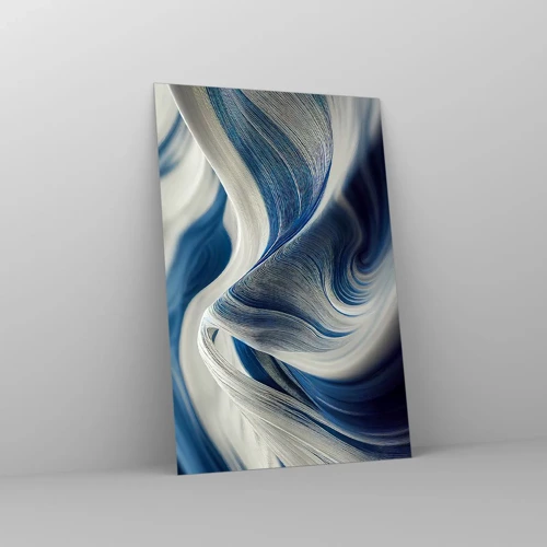 Quadro su vetro - Fluidità di blu e di bianco - 80x120 cm