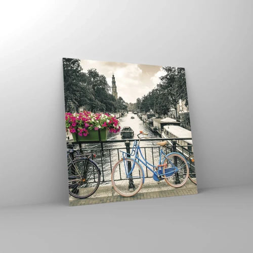 Quadro su vetro - I colori delle strade di Amsterdam - 40x40 cm