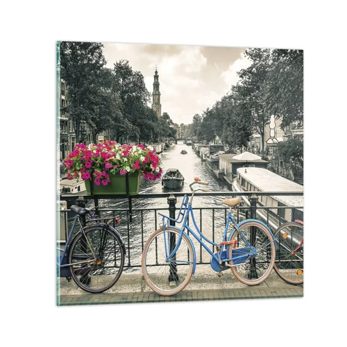 Quadro su vetro - I colori delle strade di Amsterdam - 50x50 cm