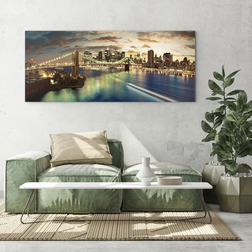 Quadro su vetro - Il cielo luminoso sopra Manhattan - 120x50 cm