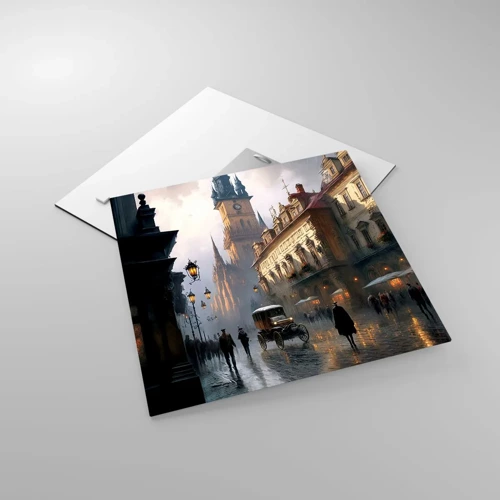 Quadro su vetro - Il fascino delle sere di Praga - 40x40 cm