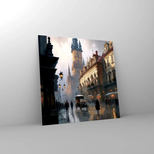 Quadro su vetro - Il fascino delle sere di Praga - 60x60 cm