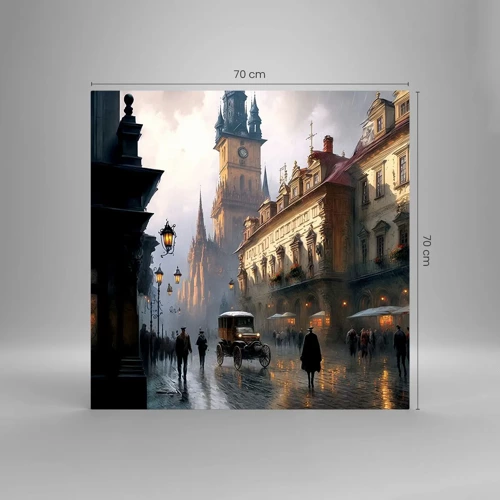 Quadro su vetro - Il fascino delle sere di Praga - 70x70 cm