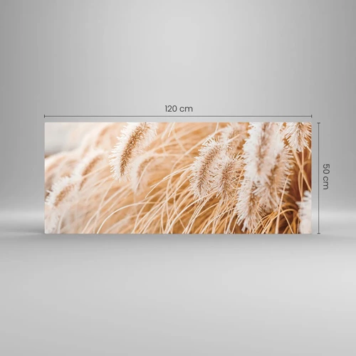 Quadro su vetro - Il fruscio dorato dell'erba - 120x50 cm