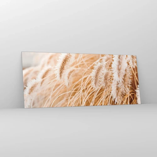 Quadro su vetro - Il fruscio dorato dell'erba - 120x50 cm
