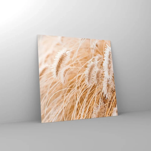 Quadro su vetro - Il fruscio dorato dell'erba - 70x70 cm