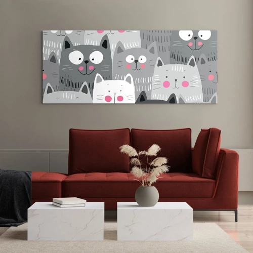 Quadro su vetro - Il mondo dei gatti - 100x40 cm