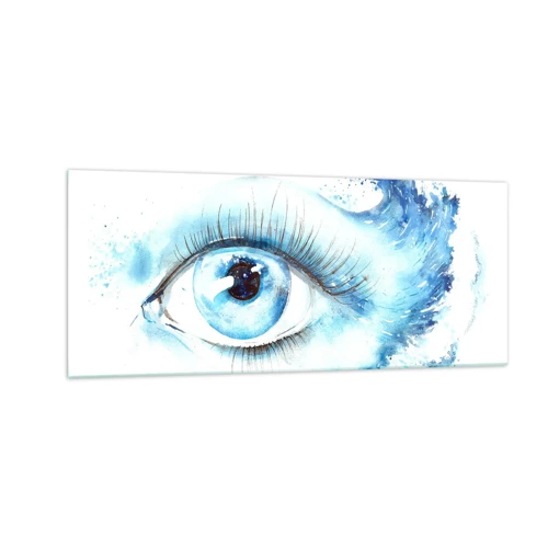 Quadro su vetro - Immergersi nell'azzurro dello sguardo - 100x40 cm