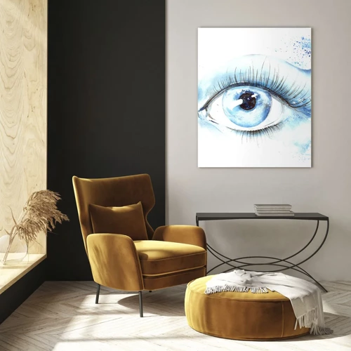 Quadro su vetro - Immergersi nell'azzurro dello sguardo - 70x100 cm