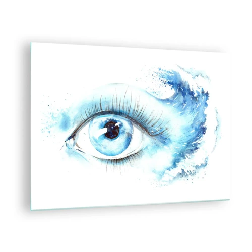 Quadro su vetro - Immergersi nell'azzurro dello sguardo - 70x50 cm