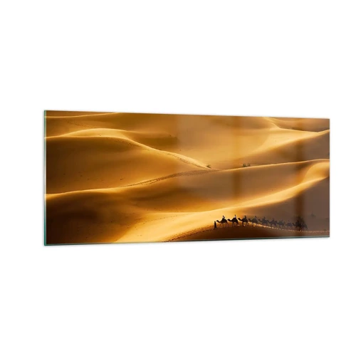 Quadro su vetro - La carovana sulle onde del deserto - 100x40 cm